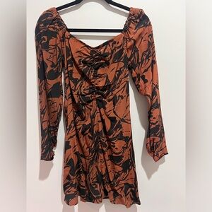 A New Day printed long sleeved mini dress size XS